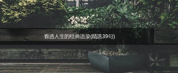 看透人生的经典语录(精选39句),第1张