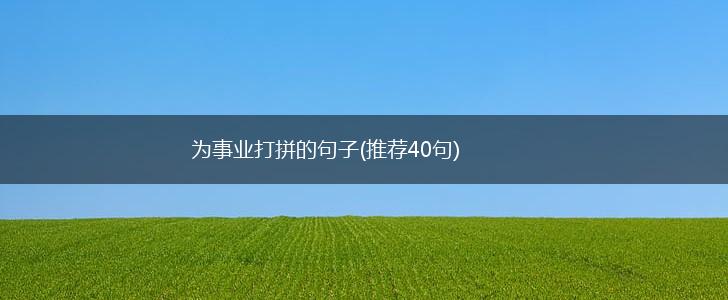 为事业打拼的句子(推荐40句),第1张