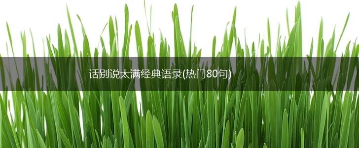 话别说太满经典语录(热门80句),第1张