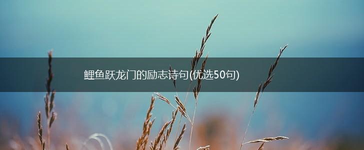 鲤鱼跃龙门的励志诗句(优选50句),第1张