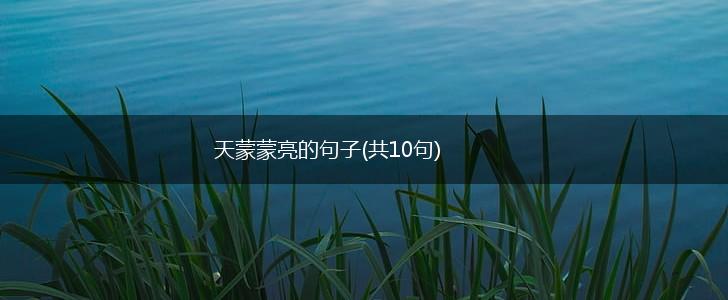 天蒙蒙亮的句子(共10句),第1张