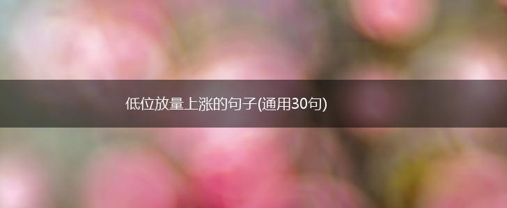 低位放量上涨的句子(通用30句),第1张